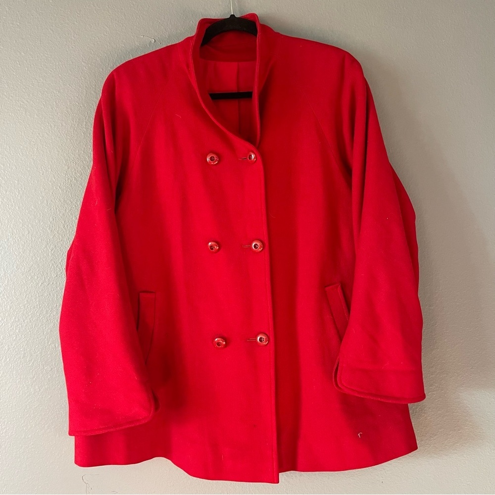 VTG Red Wool Button Peacoat Jacket